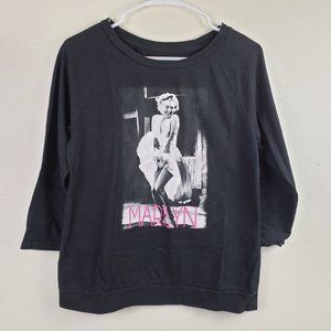 Manilyn Monroe Black 3/4 Graphic Tee Large